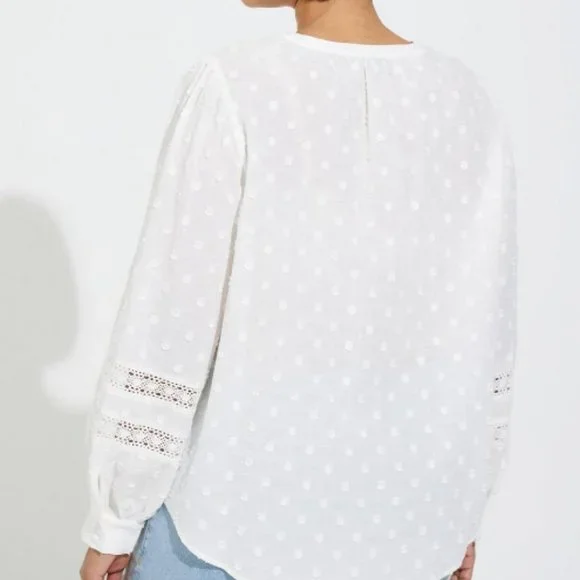 Torrid Cotton Clip Dot Lace Trim Long Sleeve Top NWT - Picture 3 of 5